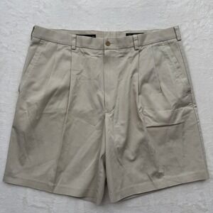 Nordstrom Shorts Mens 38 Tan Smartcare Pleated Chino Wrinkle-Free Cotton Blend